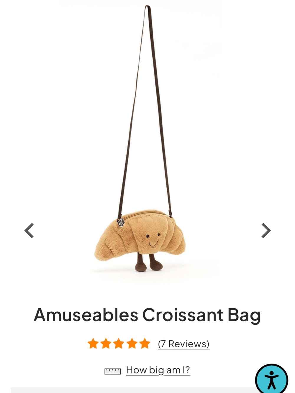 Jellycat Croissant Crossbody Bag - Tan and Brown